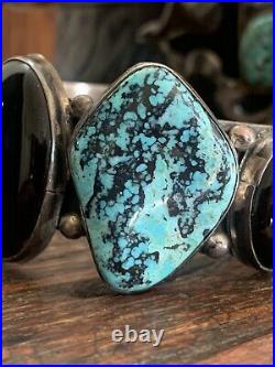 Navajo Turquoise Onyx Sterling Silver Cuff