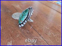 Navajo Turquoise Ring Sterling Silver Native American Large Natural Stone