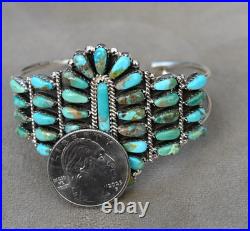 Navajo Turquoise Sterling & Green Mojave Turquoise Cuff Davin Benally 30 grams