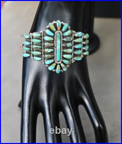 Navajo Turquoise Sterling & Green Mojave Turquoise Cuff Davin Benally 30 grams