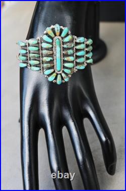 Navajo Turquoise Sterling & Green Mojave Turquoise Cuff Davin Benally 30 grams
