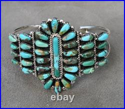 Navajo Turquoise Sterling & Green Mojave Turquoise Cuff Davin Benally 30 grams