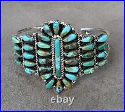 Navajo Turquoise Sterling & Green Mojave Turquoise Cuff Davin Benally 30 grams