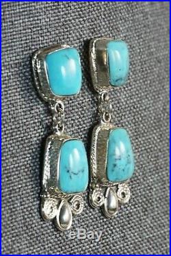 Navajo Turquoise & Sterling Silver Earrings Greg Yazzie