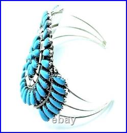 Navajo Turquoise Sterling Silver Handmade Cluster Bracelet Juliana Williams