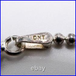 Navajo Turquoise Sterling Silver Pendant Necklace Signed FJS On Italy Chain 30 Navajo Turquoise Sterling Silver Pendant Necklace Signed FJS On Italy Chain 30