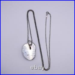 Navajo Turquoise Sterling Silver Pendant Necklace Signed FJS On Italy Chain 30 Navajo Turquoise Sterling Silver Pendant Necklace Signed FJS On Italy Chain 30