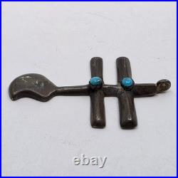 Navajo Vintage Sandcast Coin Silver Or Better Dragonfly Cross Necklace Pendant