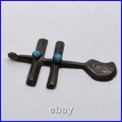 Navajo Vintage Sandcast Coin Silver Or Better Dragonfly Cross Necklace Pendant