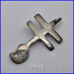 Navajo Vintage Sandcast Coin Silver Or Better Dragonfly Cross Necklace Pendant