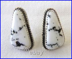 Navajo Virginia Becent White Buffalo Earrings 1 925 Sterling Silver Pierced