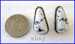 Navajo Virginia Becent White Buffalo Earrings 1 925 Sterling Silver Pierced