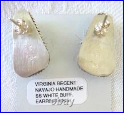 Navajo Virginia Becent White Buffalo Earrings 1 925 Sterling Silver Pierced