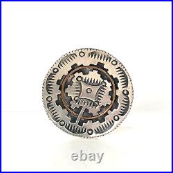 Navajo Wedding Basket Sterling Silver Copper Stamped Pin Trading Post Find 1.5