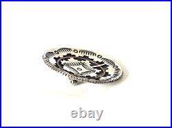 Navajo Wedding Basket Sterling Silver Copper Stamped Pin Trading Post Find 1.5