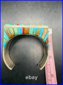 Navajo Wilson Dawes Navajo Turquoise Cobblestone Sterling Silver Cuff 88 grams