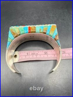 Navajo Wilson Dawes Navajo Turquoise Cobblestone Sterling Silver Cuff 88 grams