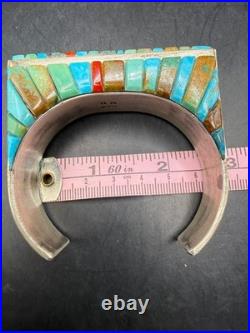 Navajo Wilson Dawes Navajo Turquoise Cobblestone Sterling Silver Cuff 88 grams