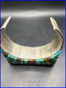 Navajo Wilson Dawes Navajo Turquoise Cobblestone Sterling Silver Cuff 88 grams