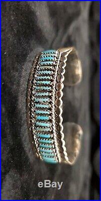Navajo handmade sterling silver Turquoise needlepoint bracelet