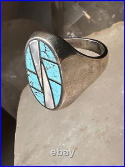 Navajo ring Turquoise Mother of Pearl size 10.50 sterling silver women men