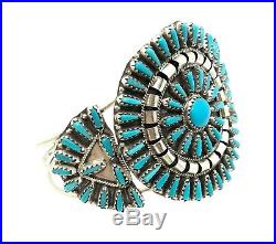 Navajo stabilize Turquoise Cluster Sterling Silver Cuff Bracelet By Violet Begay