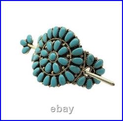 Navajo stabilize Turquoise Sterling Silver Hair Barrette Juliana Williams