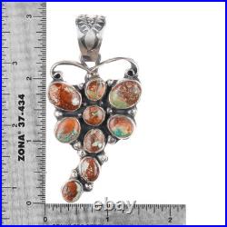 Navajo sterling silver boulder turquoise pendant dragonfly form
