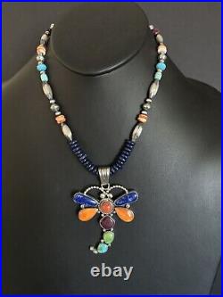 Navajo sterling silver butterfly pendant necklace