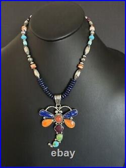 Navajo sterling silver butterfly pendant necklace