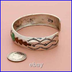Navajo sterling silver delvin nelson turquoise cuff bracelet