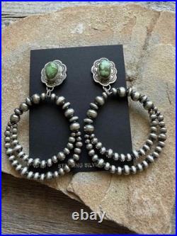 Navajo sterling silver double hoops sonoran earrings