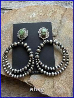 Navajo sterling silver double hoops sonoran earrings