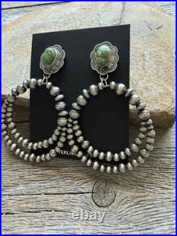 Navajo sterling silver double hoops sonoran earrings