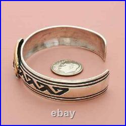 Navajo sterling silver & gold thomas singer buffalo cuff bracelet size 6.75in