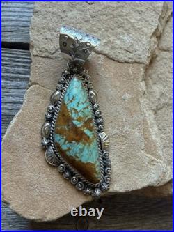 Navajo sterling silver number 8 turquoise pendant KY