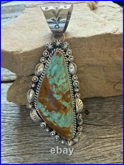 Navajo sterling silver number 8 turquoise pendant KY