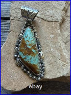 Navajo sterling silver number 8 turquoise pendant KY