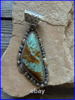 Navajo sterling silver number 8 turquoise pendant KY