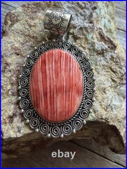Navajo sterling silver orange spiny oyster pendant Enditto