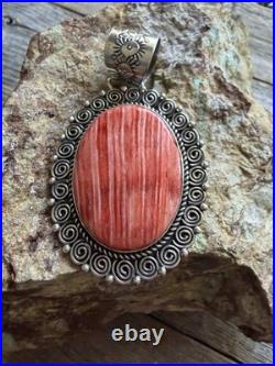 Navajo sterling silver orange spiny oyster pendant Enditto