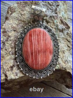 Navajo sterling silver orange spiny oyster pendant Enditto