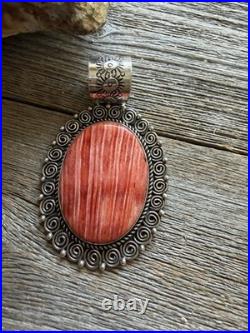 Navajo sterling silver orange spiny oyster pendant Enditto