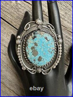 Navajo sterling silver royston turquoise ring adjustable KY