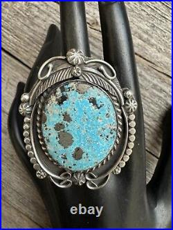 Navajo sterling silver royston turquoise ring adjustable KY