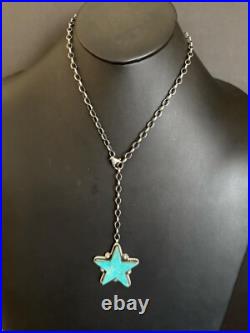 Navajo sterling silver turquoise star necklace 28 inch