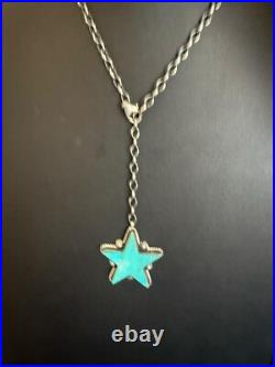 Navajo sterling silver turquoise star necklace 28 inch