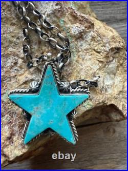 Navajo sterling silver turquoise star necklace 28 inch