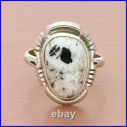 Navajo sterling silver vintage arkie nelson white buffalo turquoise ring size 7