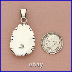 Navajo sterling silver vintage coral inlay pendant